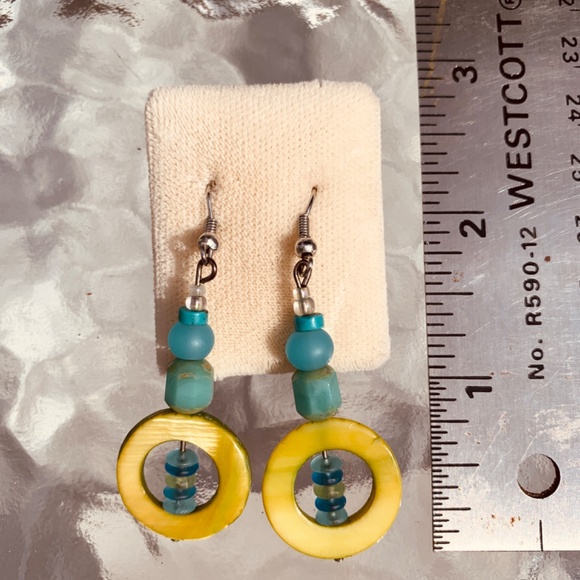Earrings Genuine Turquoise & Mother of Pearl Drop High Quality! - Picture 4 of 4